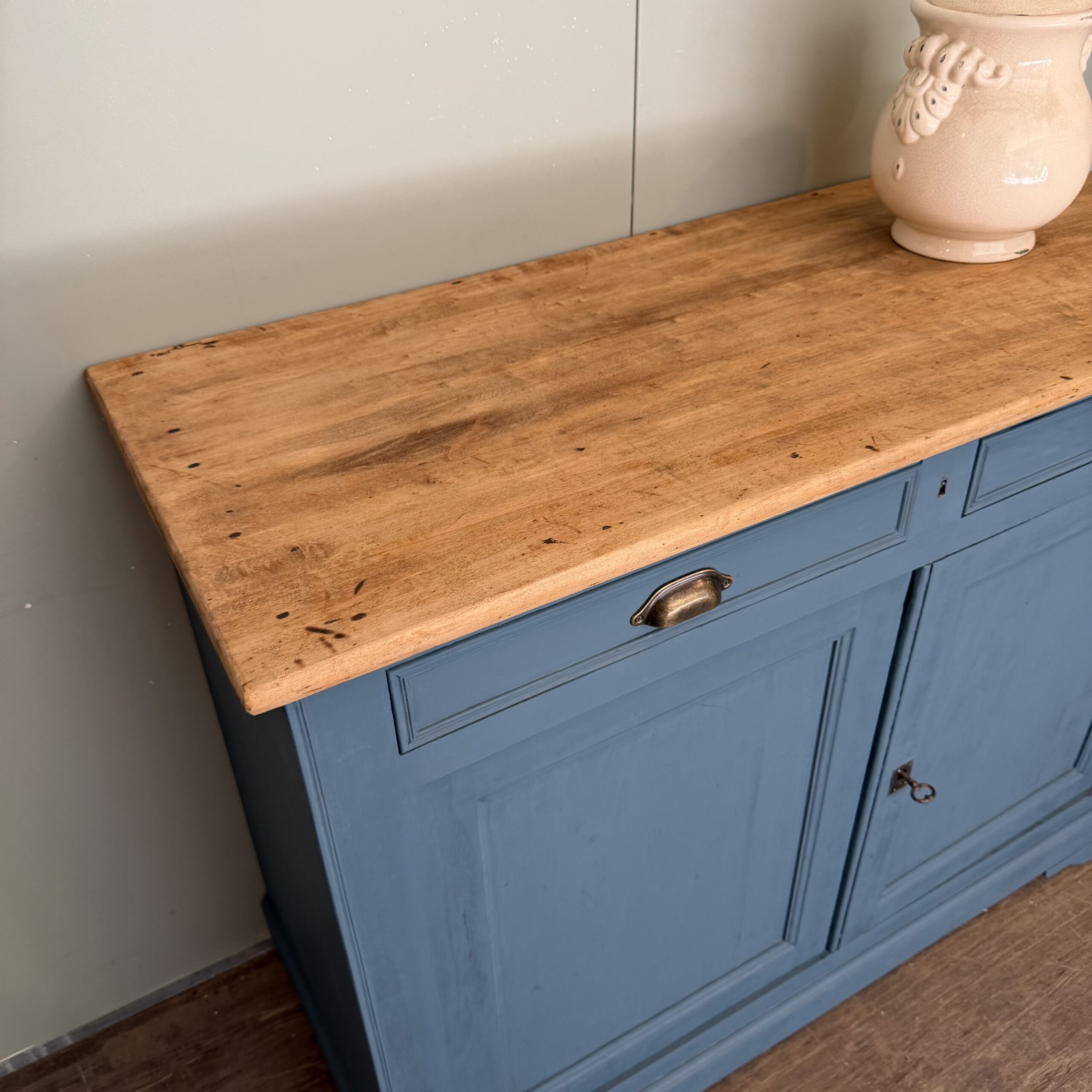 Buffet en bois massif bleu – Image 4